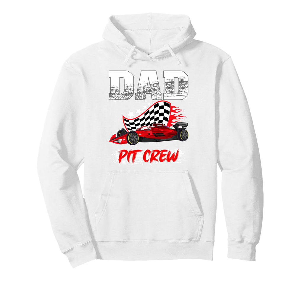Dad Pit Crew Racing Dad Checkered Flag Hoodie - Minimalist Print Unisex - T-Shirt, Sweatshirt, Hoodie