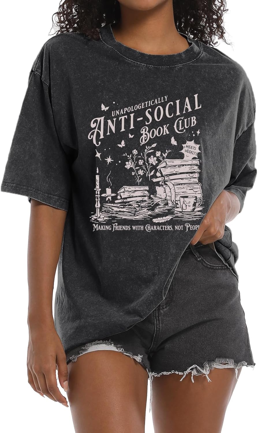 Book for Women Anti Social Club Graphic Bookish - Adult & Kids T-Shirts, Sweatshirts & Hoodies apparel design preview 1