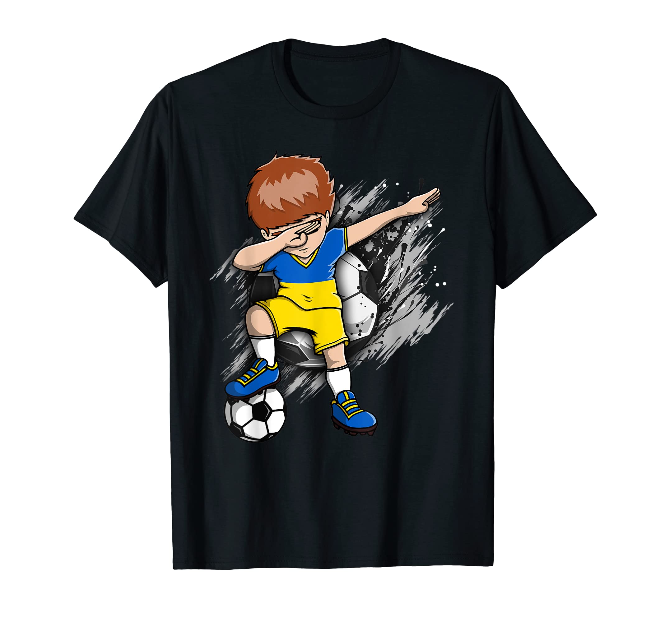Dabbing Soccer Ukraine Jersey T-Shirt - Aesthetic Graphic for Adults - T-Shirt, Sweatshirt, Hoodie
