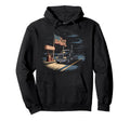 American Flag Trucker Dad Big Rig Trailer Hoodie - Trendy Graphic Unisex - T-Shirt, Sweatshirt, Hoodie
