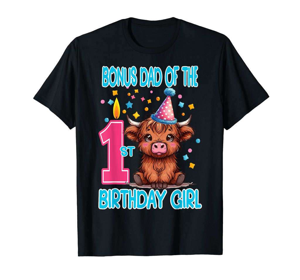 Bonus Dad 1St Birthday Fluffy Cow Hat T-Shirt - Novelty Apparel for Adults - T-Shirt, Sweatshirt, Hoodie
