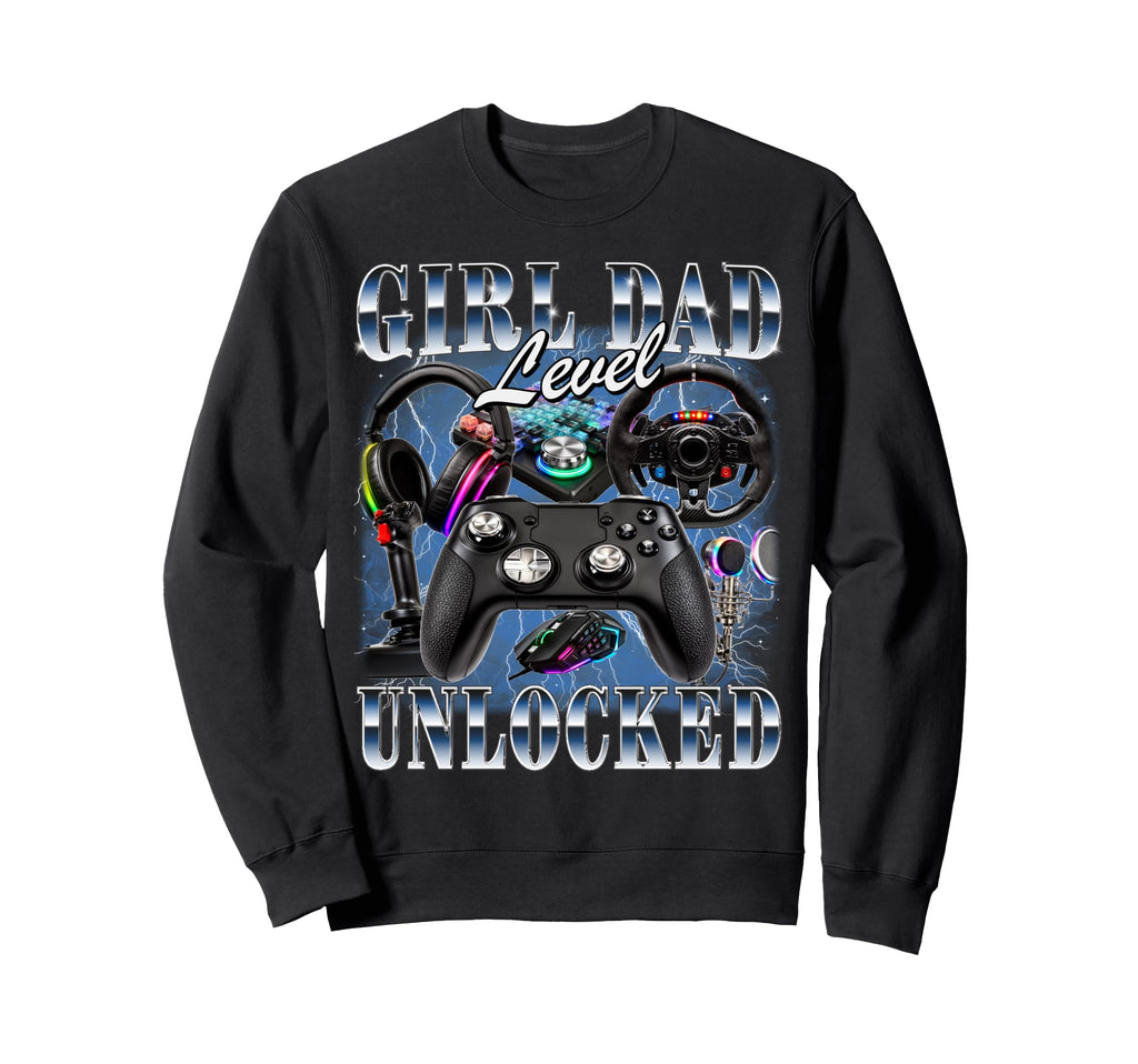 Dad Level Unlocked Gamer First Time Sweatshirt - Fun Novelty Design Unisex - T-Shirt, Sweatshirt, Hoodie