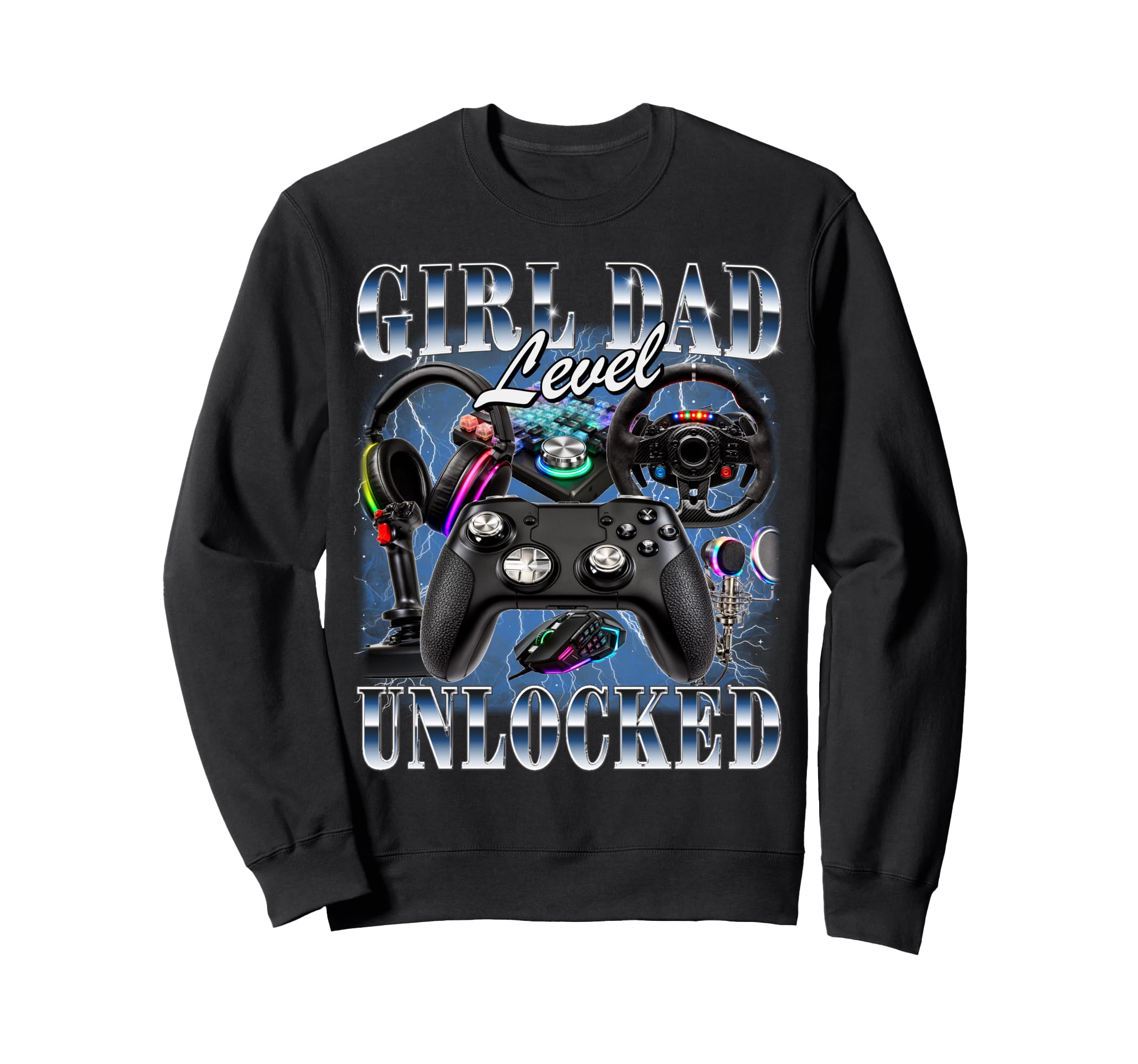 Dad Level Unlocked Gamer First Time Sweatshirt - Fun Novelty Design Unisex - T-Shirt, Sweatshirt, Hoodie