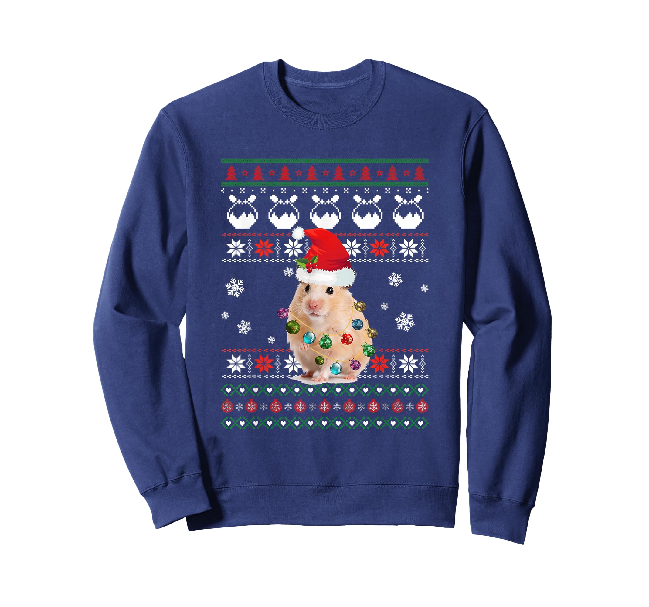 Hamster Santa Hat Ugly Pajama Family Sweatshirt - Trendy Graphic for Adults - T-Shirt, Sweatshirt, Hoodie
