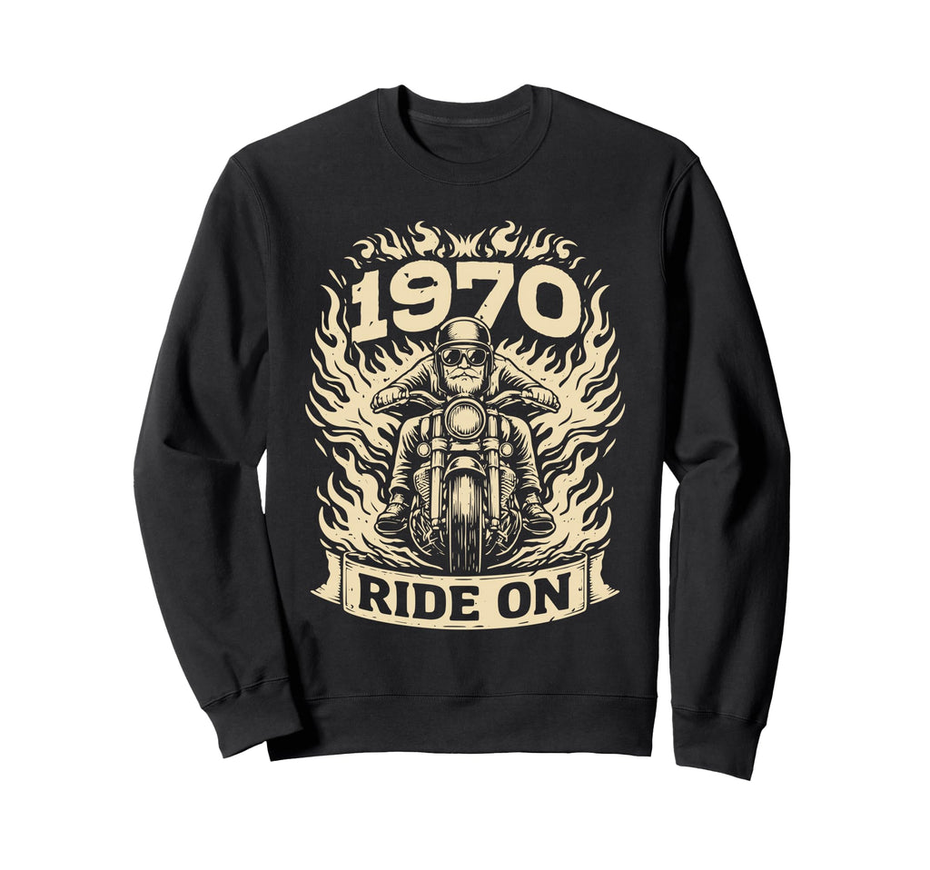 Biker 1970 Ride Birthday Sweatshirt - Minimalist Print for Adults - T-Shirt, Sweatshirt, Hoodie