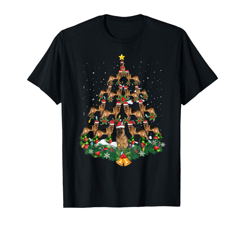 German Shepherd Dog Tree Lights T-Shirt - Streetwear Style for Adults - T-Shirt, Sweatshirt, Hoodie