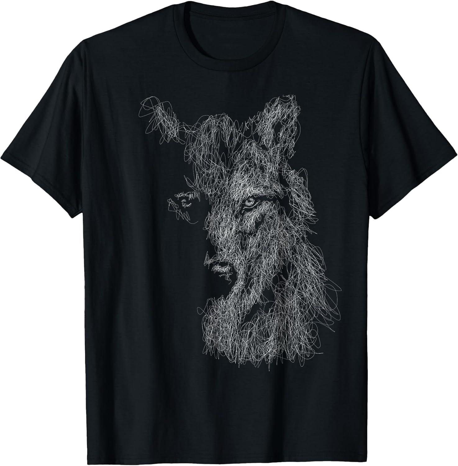 Wolf Scribble Head Art Face Sketch for Lover Wolves - Adult & Kids T-Shirts, Sweatshirts & Hoodies apparel design preview 1