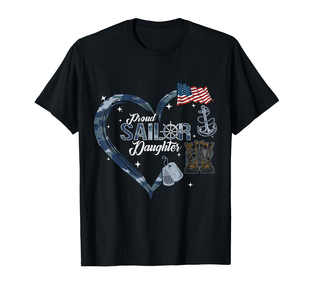 Proud Sailor Daughter Anchor Heart T-Shirt - Fun Novelty Design for Adults - T-Shirt, Sweatshirt, Hoodie