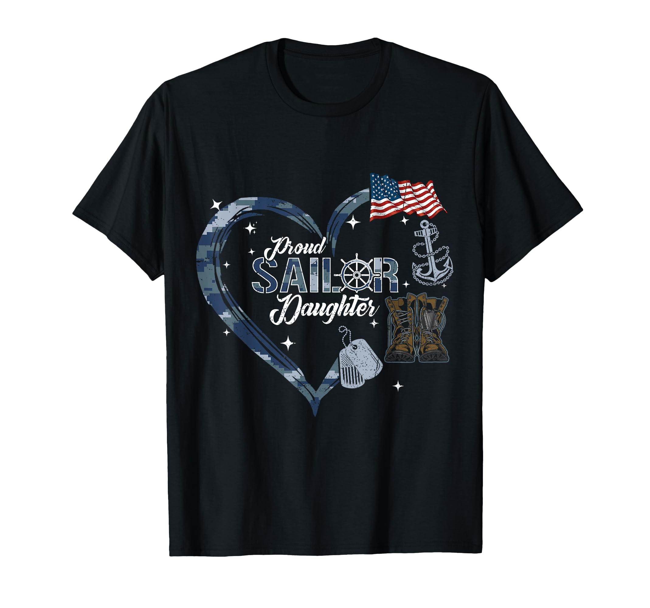 Proud Sailor Daughter Anchor Heart T-Shirt - Fun Novelty Design for Adults - T-Shirt, Sweatshirt, Hoodie