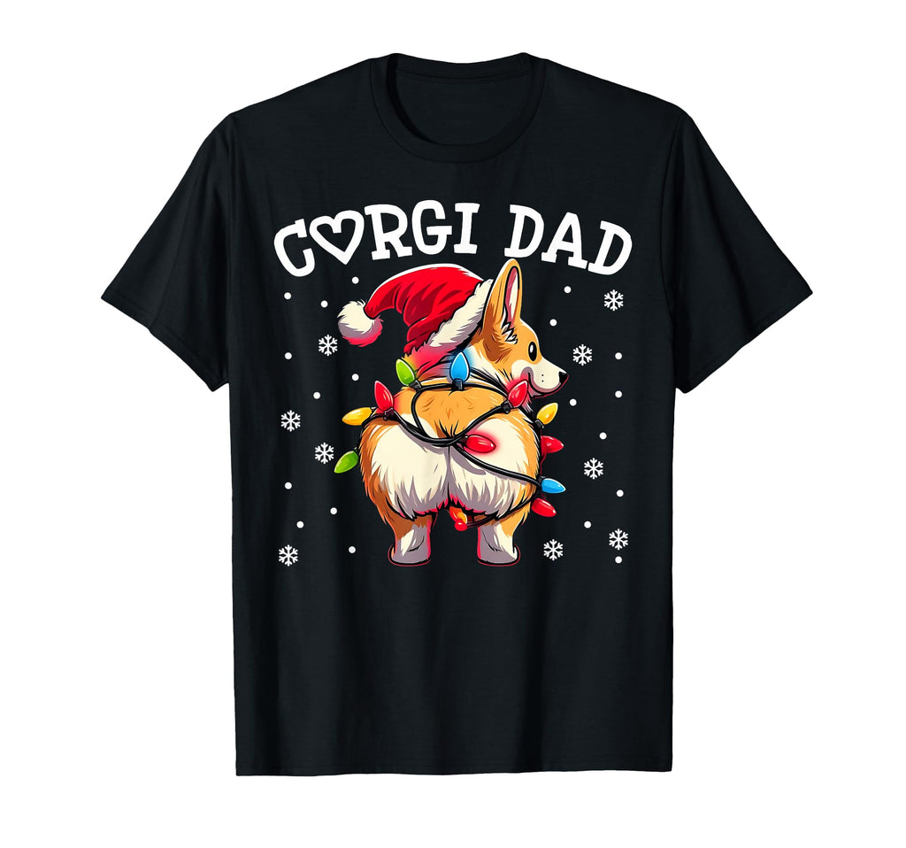 Corgi Butt Dad Plaid Snowflakes Light T-Shirt - Unique Graphic Men Women - T-Shirt, Sweatshirt, Hoodie