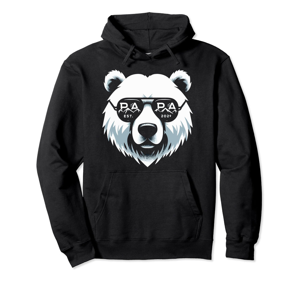 Papa Bear Est 2024 New Dad Funny Hoodie - Minimalist Print for Adults - T-Shirt, Sweatshirt, Hoodie