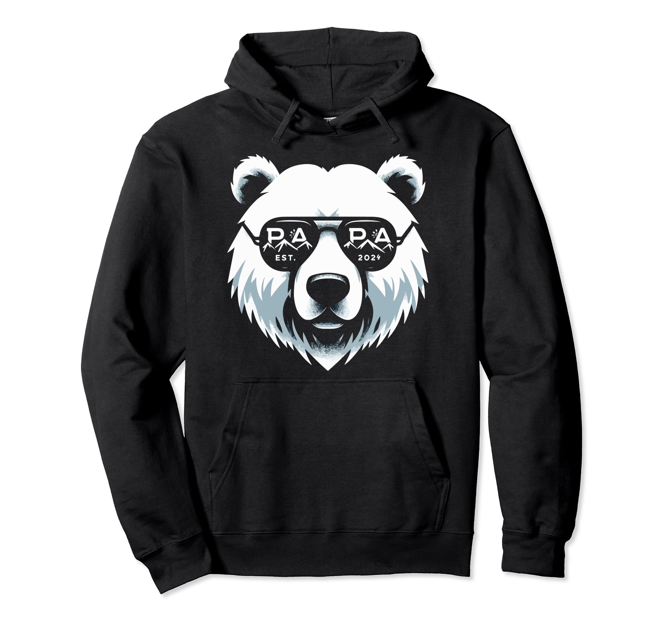 Papa Bear Est 2024 New Dad Funny Hoodie - Minimalist Print for Adults - T-Shirt, Sweatshirt, Hoodie