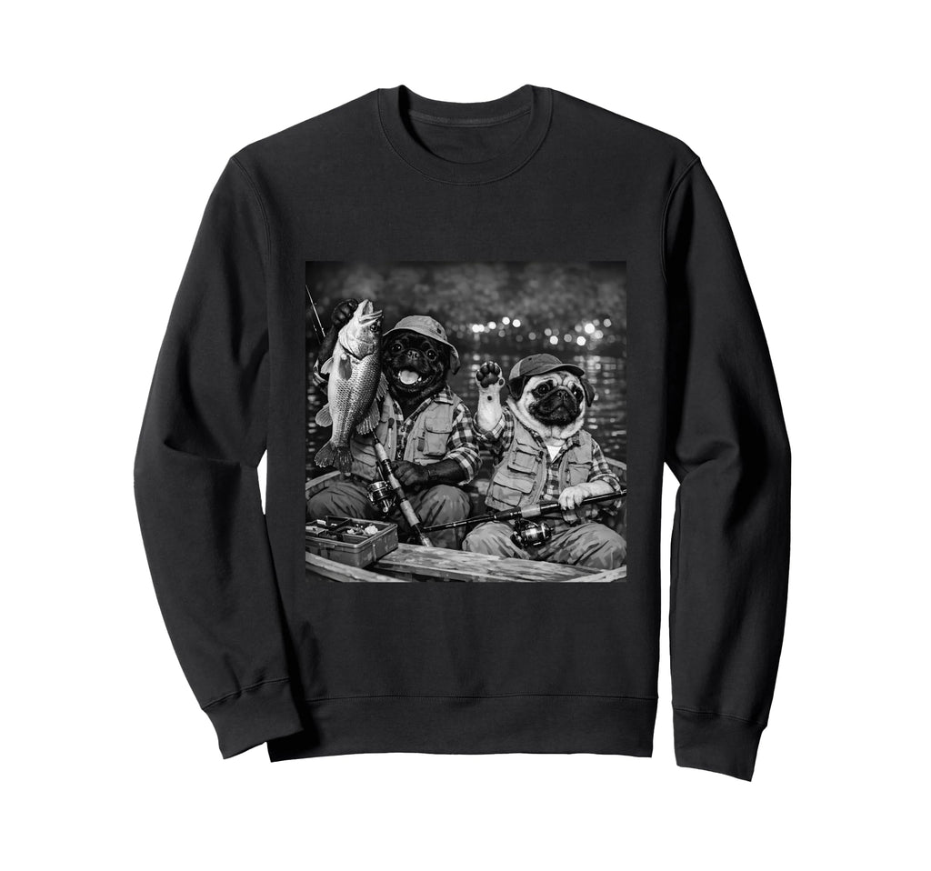 Pug Sea Bass Fishing Funny Costume Sweatshirt - Custom Art Print Unisex - T-Shirt, Sweatshirt, Hoodie