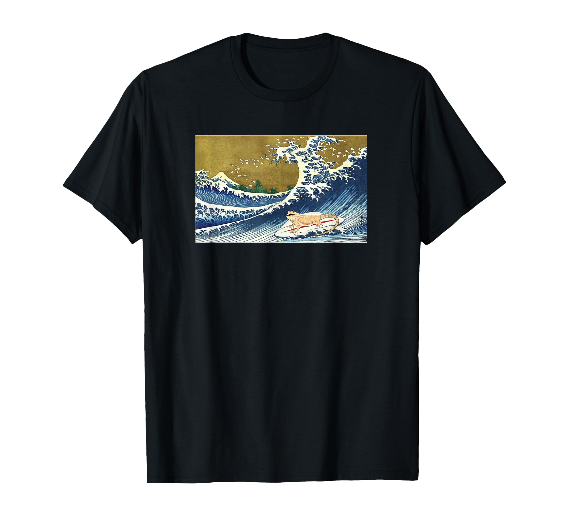 Tiny Dinosaur Surfing Bearded T-Shirt - Casual Everyday Wear Men Women - T-Shirt, Sweatshirt, Hoodie