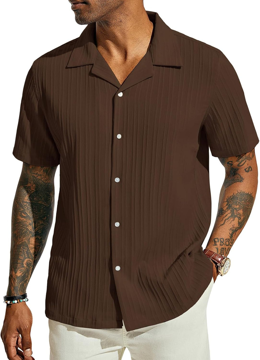 Men's Casual Button Down Short Sleeve Summer Textured - Adult & Kids T-Shirts, Sweatshirts & Hoodies apparel design preview 1