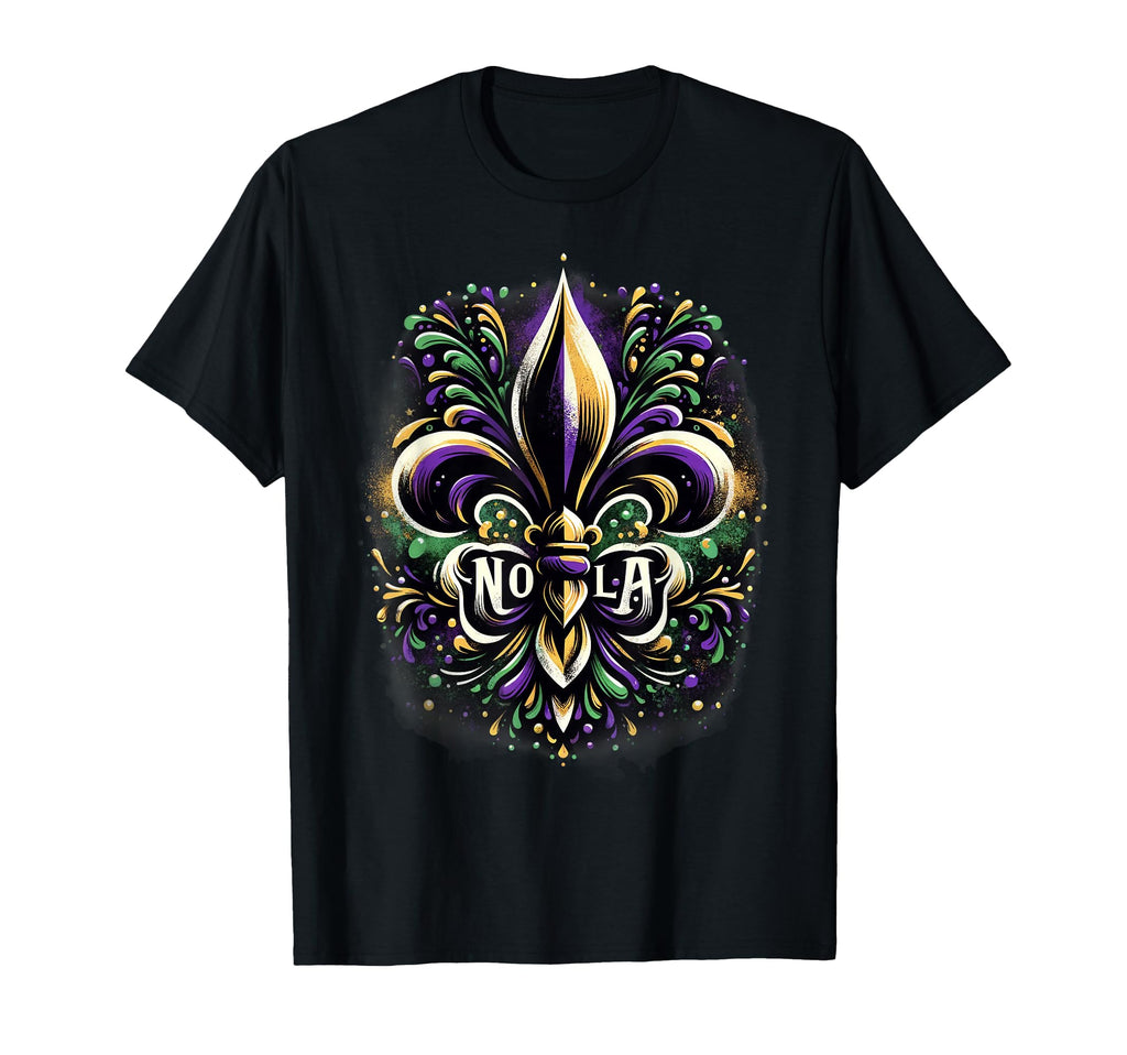 Mardi Gras Paint Splatter Fleur De T-Shirt - Minimalist Print for Adults - T-Shirt, Sweatshirt, Hoodie