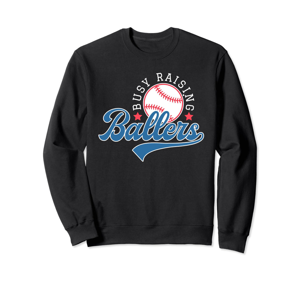Busy Raising Ballers Baseball Mom Group Sweatshirt - Unique Graphic Unisex - T-Shirt, Sweatshirt, Hoodie