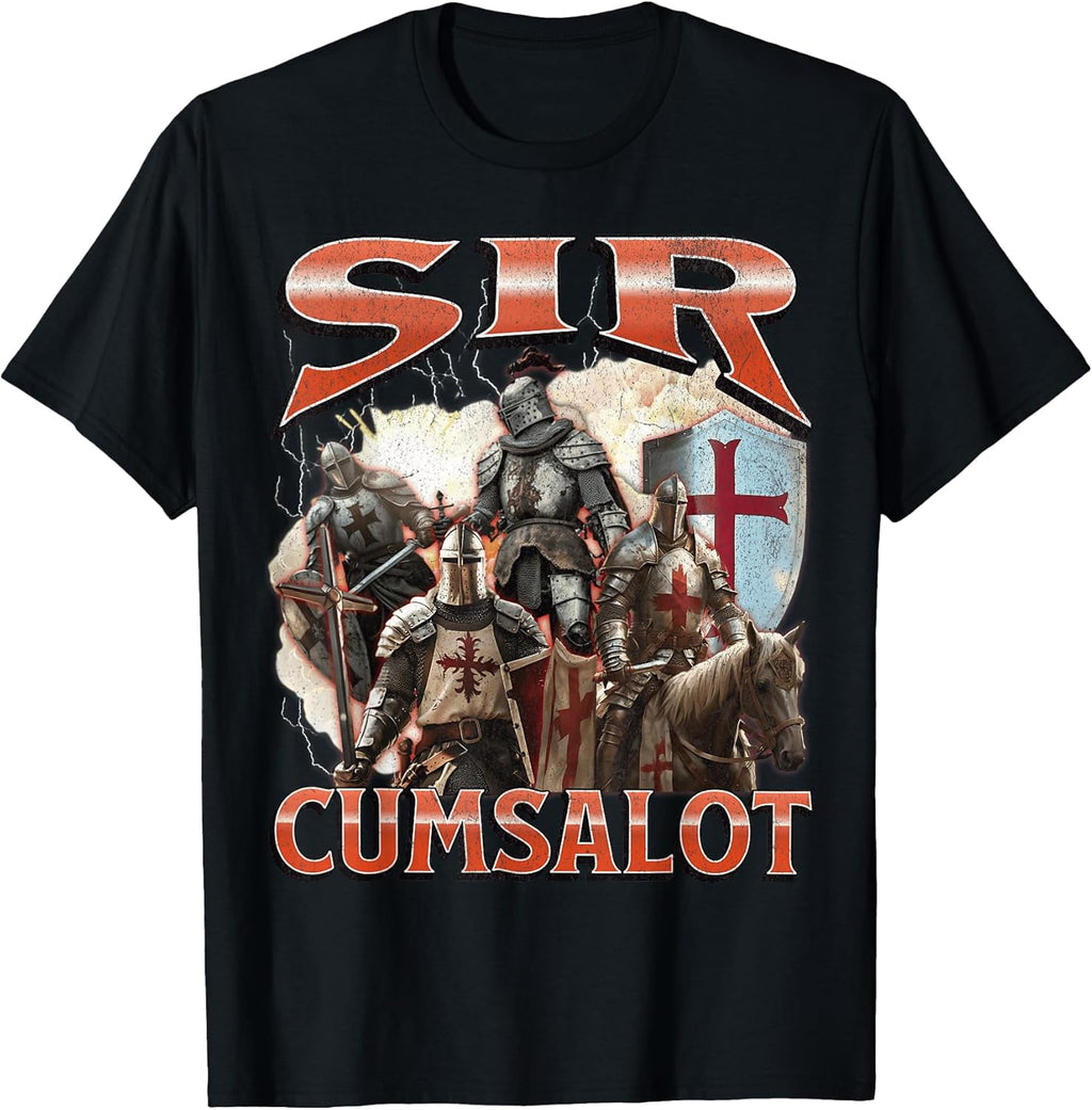 Sir Cumsalot Funny Offensive Knight Meme Bootleg - Adult & Kids T-Shirts, Sweatshirts & Hoodies apparel design preview 1