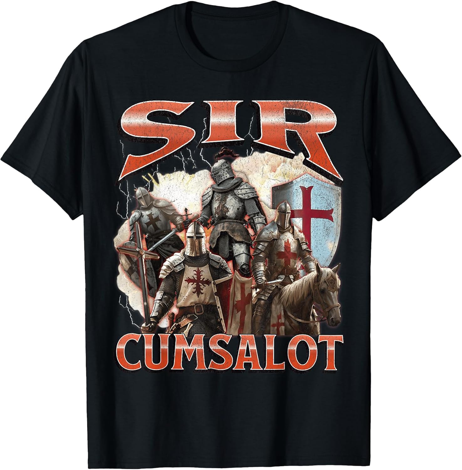Sir Cumsalot Funny Offensive Knight Meme Bootleg - Adult & Kids T-Shirts, Sweatshirts & Hoodies apparel design preview 1