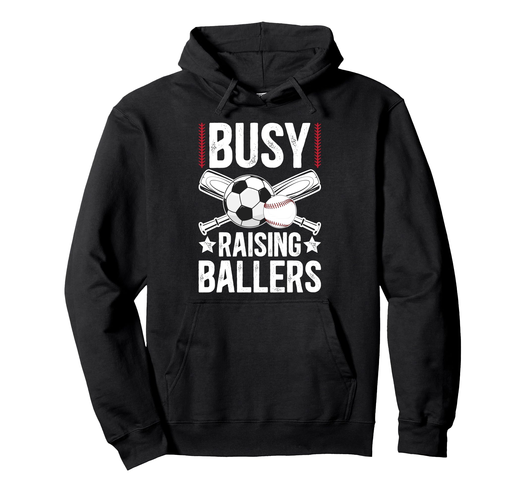 Busy Raising Ballers Soccer Baseball Dad Hoodie - Aesthetic Graphic Unisex - T-Shirt, Sweatshirt, Hoodie