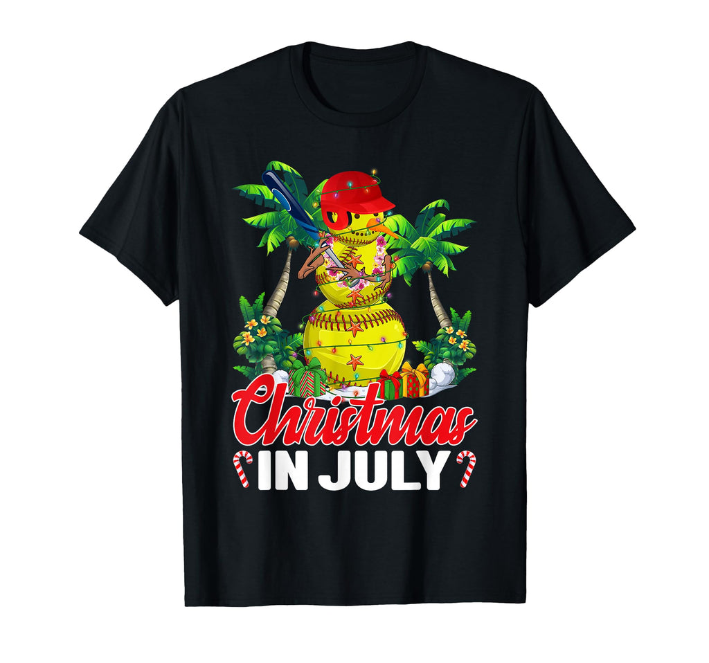 Funny Softball Santa Hat Hawaiian T-Shirt - Novelty Apparel for Adults - T-Shirt, Sweatshirt, Hoodie
