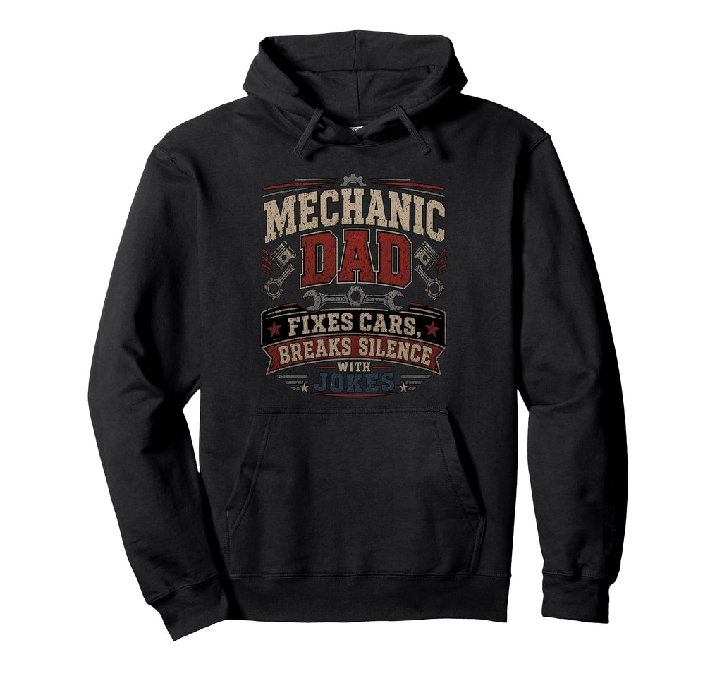 Funny Mechanic Dad Gifts Papa Husband Hoodie - Minimalist Print Men Women - T-Shirt, Sweatshirt, Hoodie