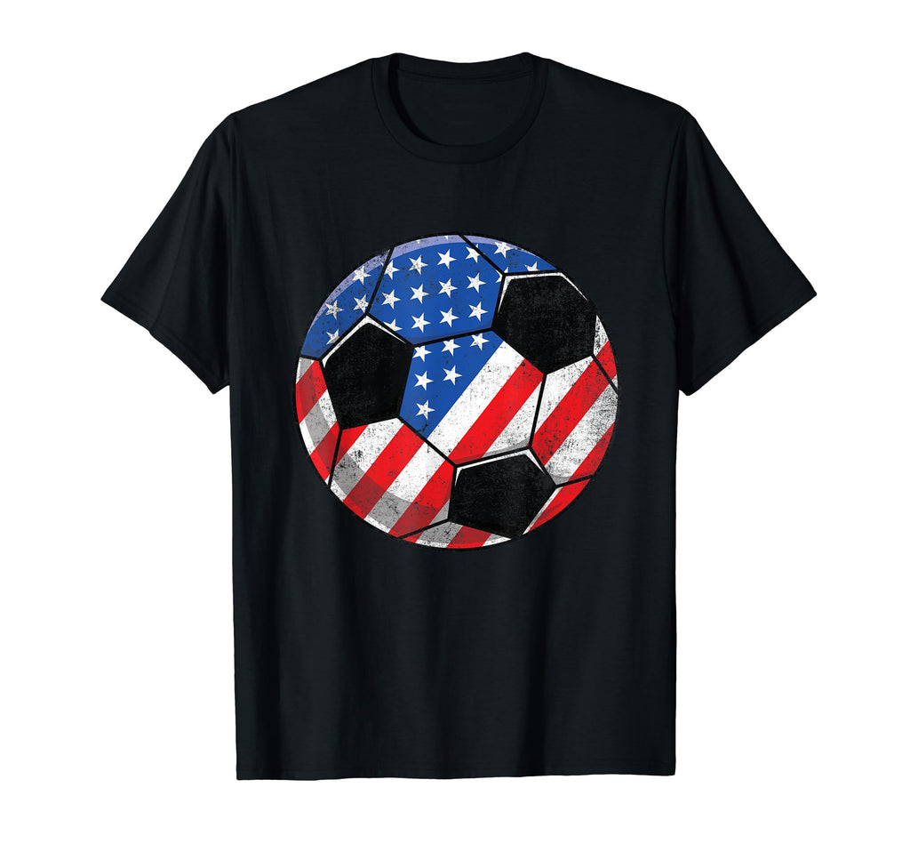 Soccer Ball 4Th July Usa American Flag T-Shirt - Graphic Print Unisex - T-Shirt, Sweatshirt, Hoodie