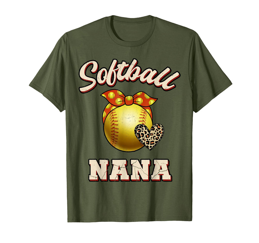 Softball Nana Leopard Heart Fans T-Shirt - Custom Art Print Men Women - T-Shirt, Sweatshirt, Hoodie