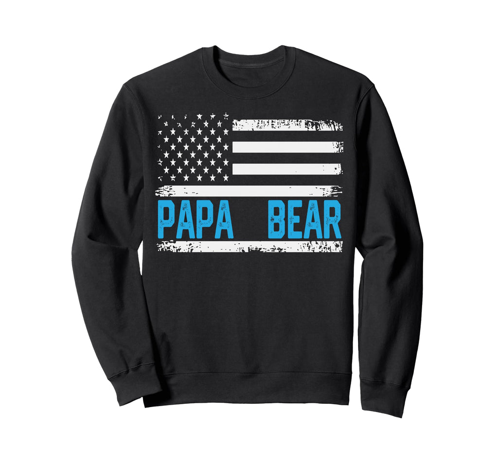 Papa Bear American Flag Fathers Sweatshirt - Custom Art Print for Adults - T-Shirt, Sweatshirt, Hoodie