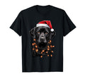 Black Labrador Lights Santa Hat Pajama T-Shirt - Fun Novelty Design Unisex - T-Shirt, Sweatshirt, Hoodie