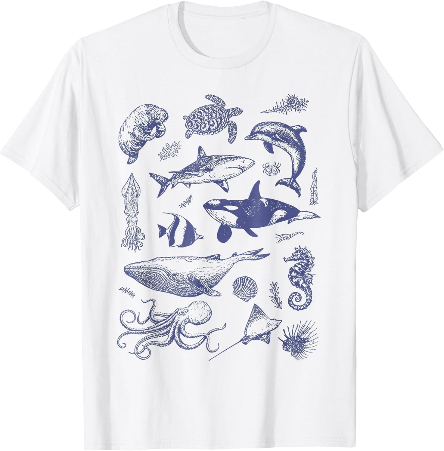 Vintage 90s Tattoo Sea Animal Ocean Nature - Adult & Kids T-Shirts, Sweatshirts & Hoodies apparel design preview 1