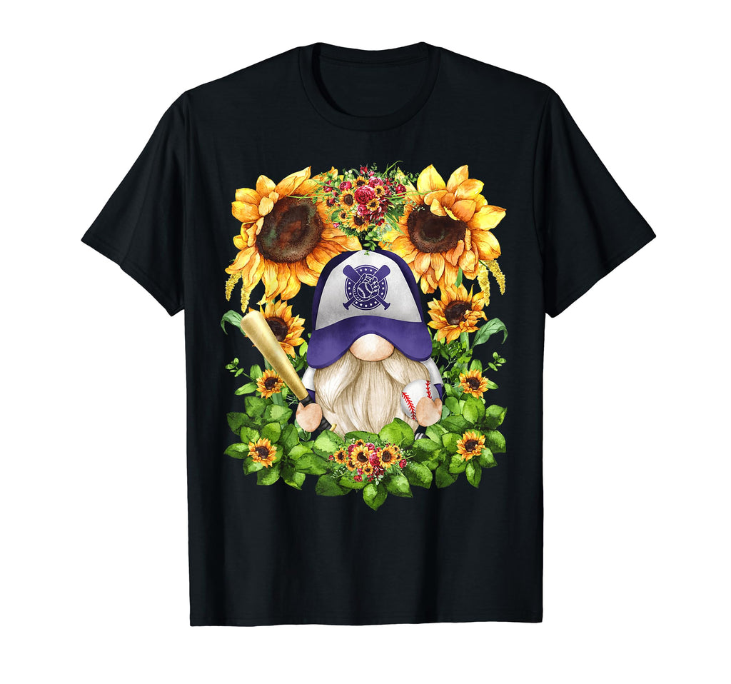 Sunflower Baseball Gnome And Baseball T-Shirt - Novelty Apparel Men Women - T-Shirt, Sweatshirt, Hoodie