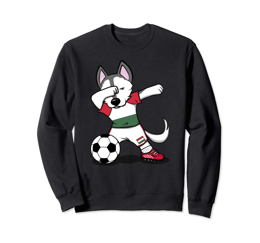 Dabbing Husky Dog Hungary Football Sweatshirt - Novelty Apparel Unisex - T-Shirt, Sweatshirt, Hoodie
