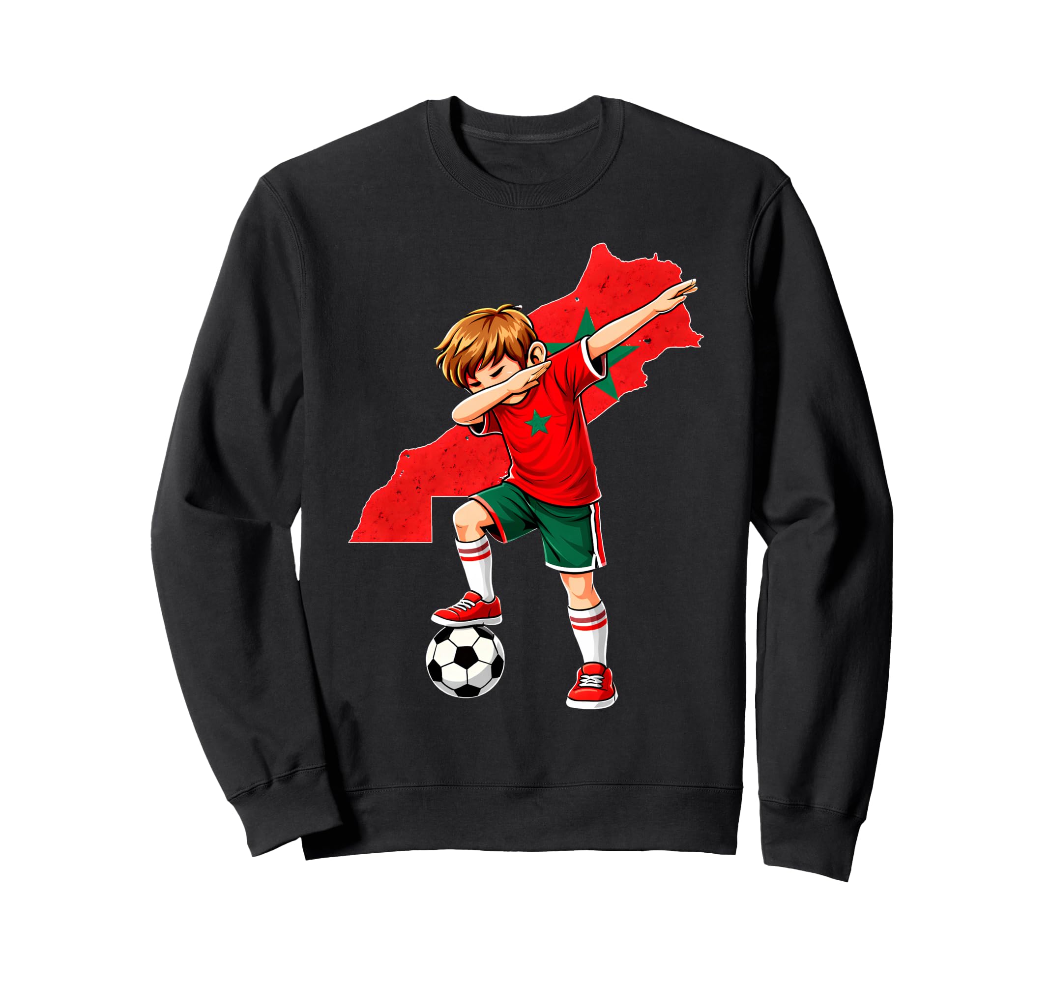 Dabbing Soccer Morocco Jersey Sweatshirt - Aesthetic Graphic for Adults - T-Shirt, Sweatshirt, Hoodie