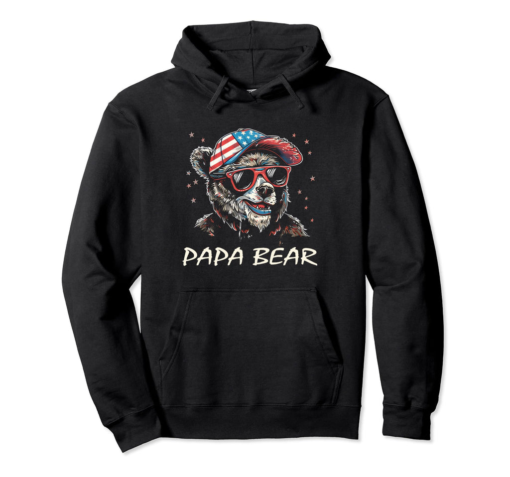 Papa Bear Fathers Day Usa Flag Best Hoodie - Custom Art Print for Adults - T-Shirt, Sweatshirt, Hoodie