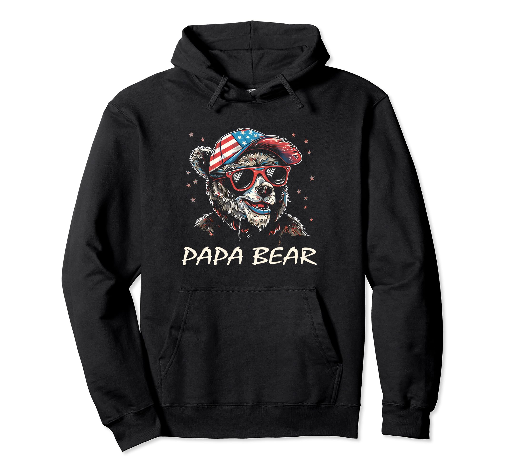 Papa Bear Fathers Day Usa Flag Best Hoodie - Custom Art Print for Adults - T-Shirt, Sweatshirt, Hoodie