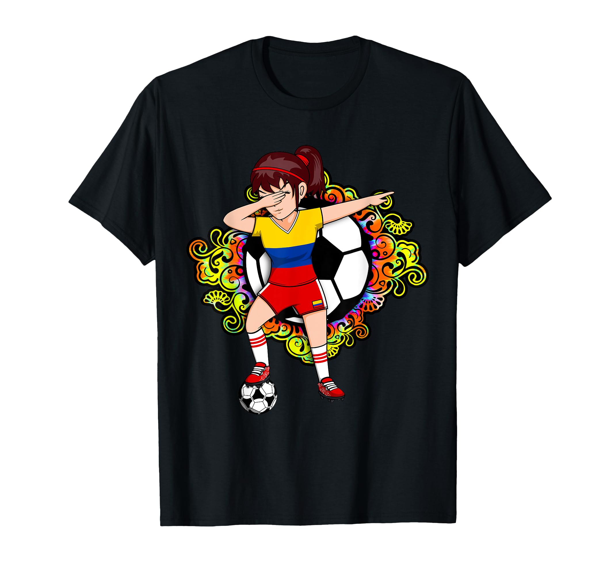 Dabbing Soccer Colombia Jersey Floral T-Shirt - Novelty Apparel for Adults - T-Shirt, Sweatshirt, Hoodie
