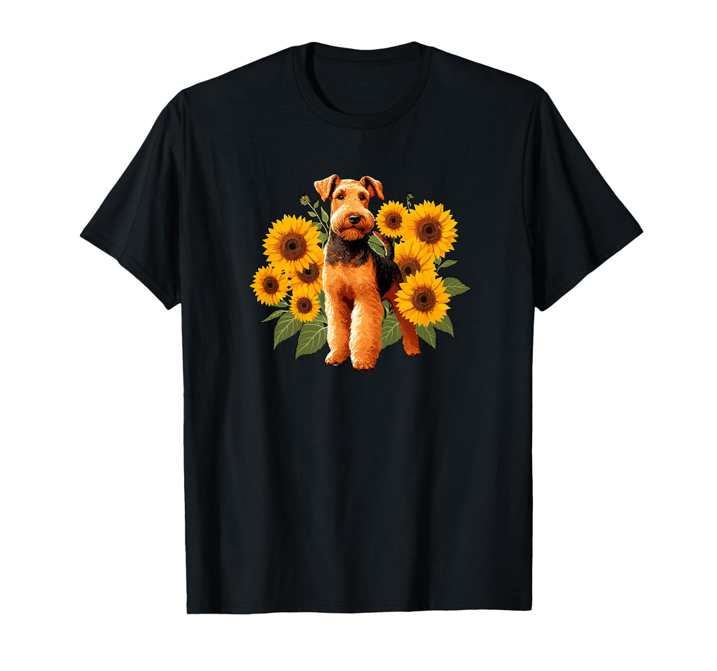 Funny Womens Sunflowers Airedale T-Shirt - Casual Everyday Wear Unisex - T-Shirt, Sweatshirt, Hoodie