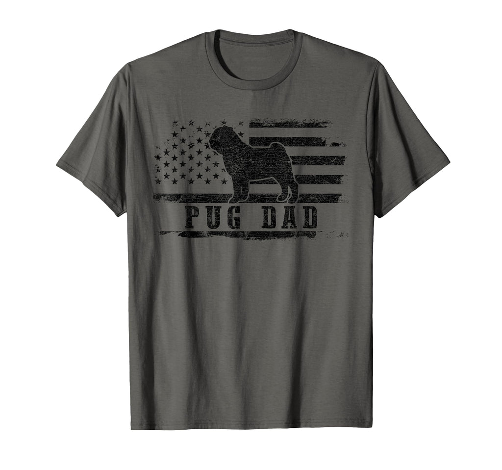 Pug Dad Distressed American Flag T-Shirt - Minimalist Print for Adults - T-Shirt, Sweatshirt, Hoodie