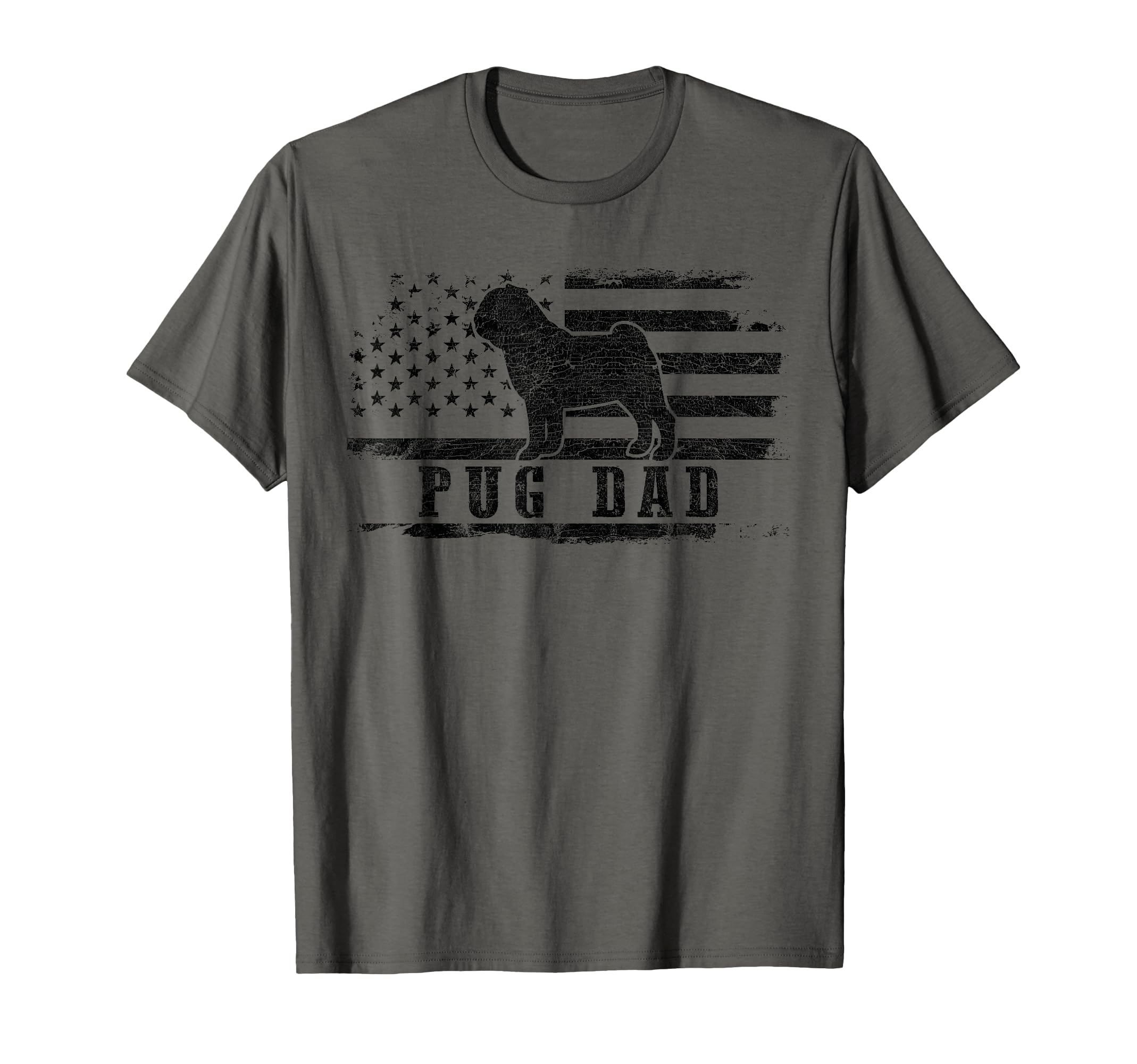 Pug Dad Distressed American Flag T-Shirt - Minimalist Print for Adults - T-Shirt, Sweatshirt, Hoodie