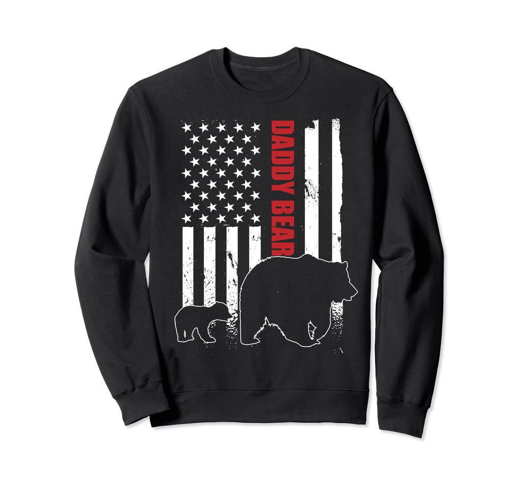 Daddy Bear Cub American Flag Papa Sweatshirt - Casual Everyday Wear Unisex - T-Shirt, Sweatshirt, Hoodie