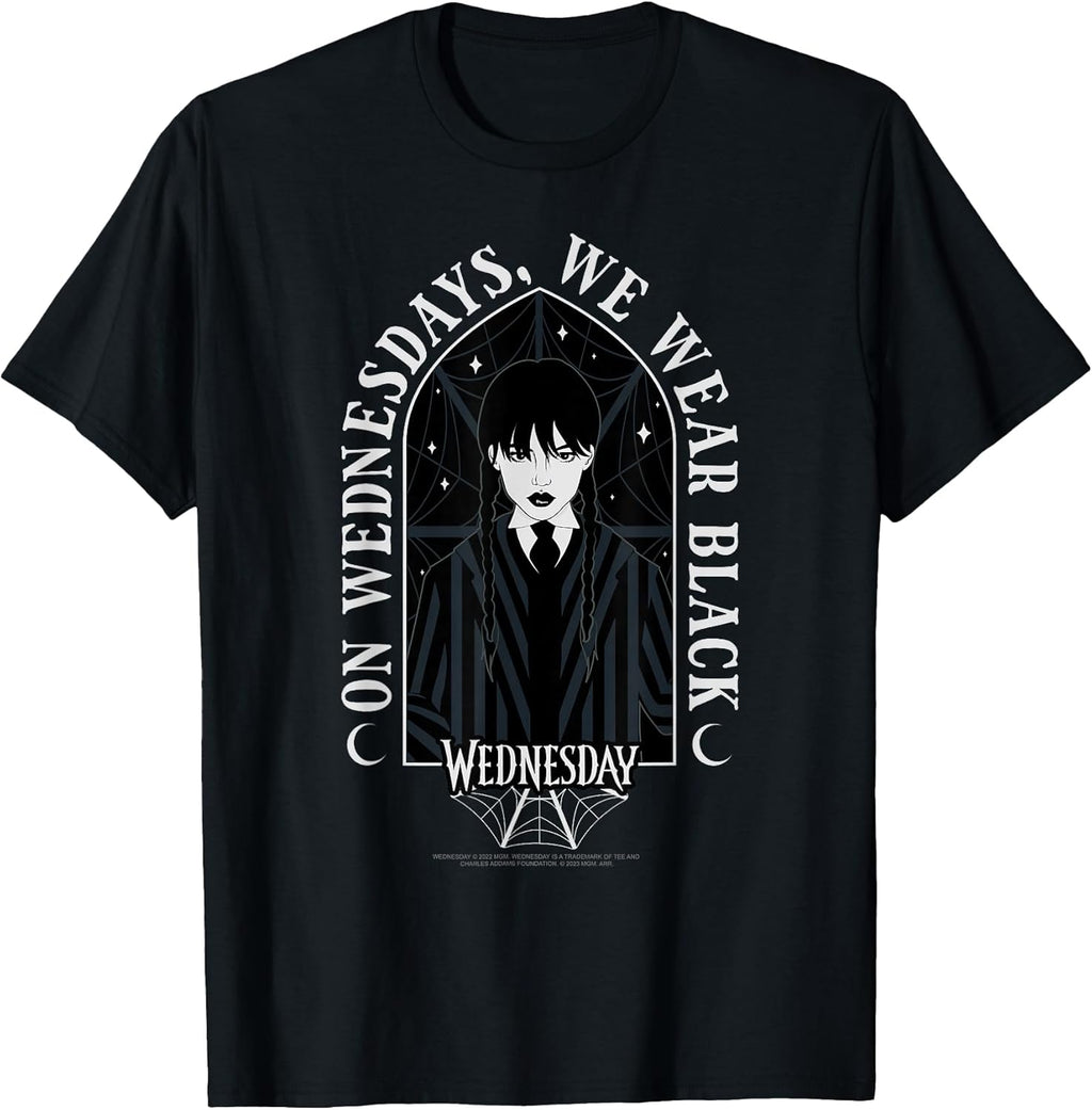 On Wednesdays We Wear Black Goth Portrait - Adult & Kids T-Shirts, Sweatshirts & Hoodies apparel design preview 1