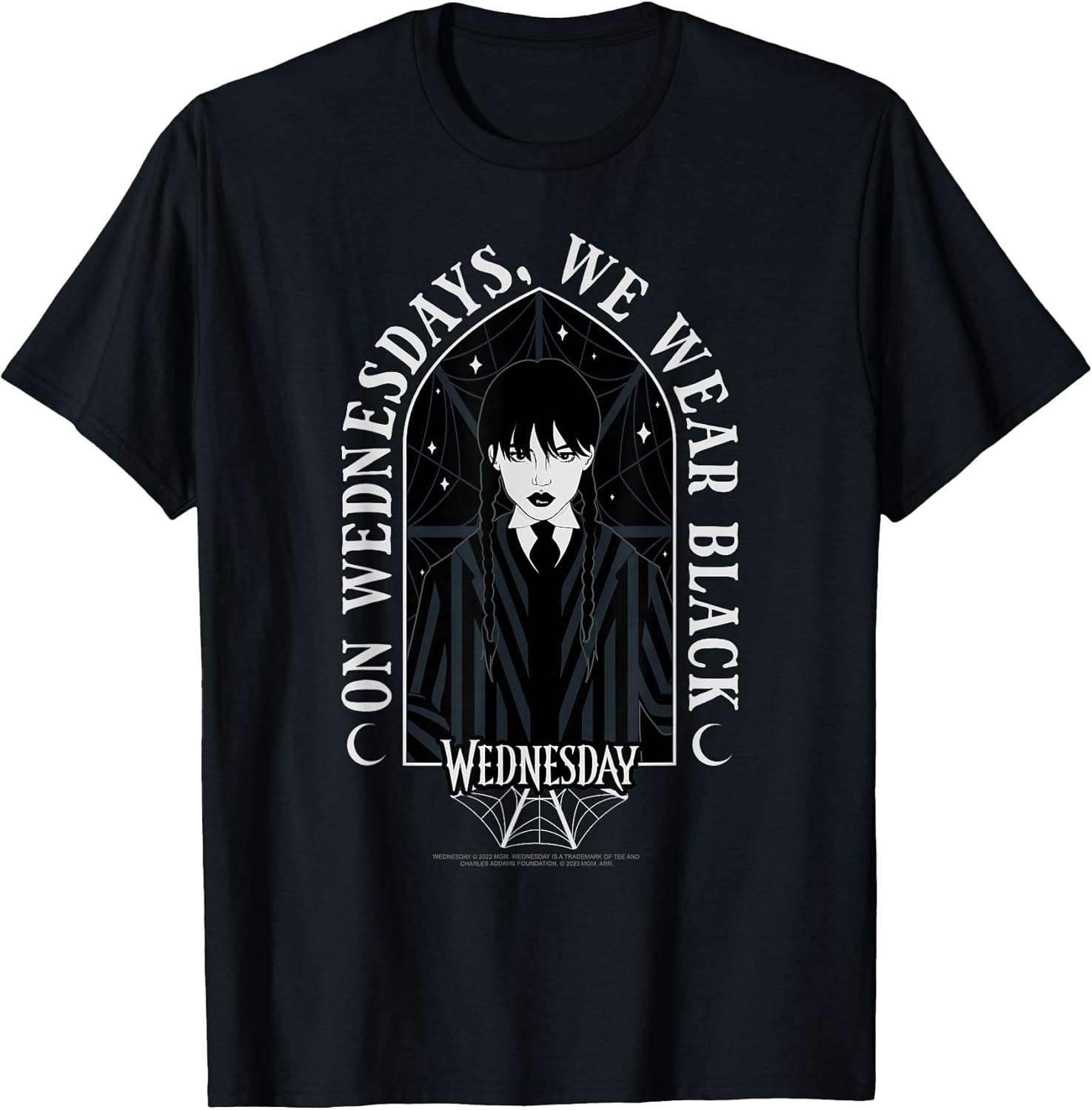 On Wednesdays We Wear Black Goth Portrait - Adult & Kids T-Shirts, Sweatshirts & Hoodies apparel design preview 1