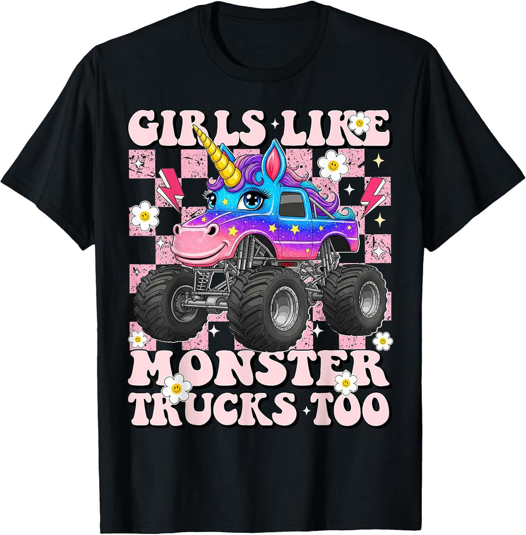 Girls Like Monster Trucks Too Unicorn for Women Mom - Adult & Kids T-Shirts, Sweatshirts & Hoodies apparel design preview 1
