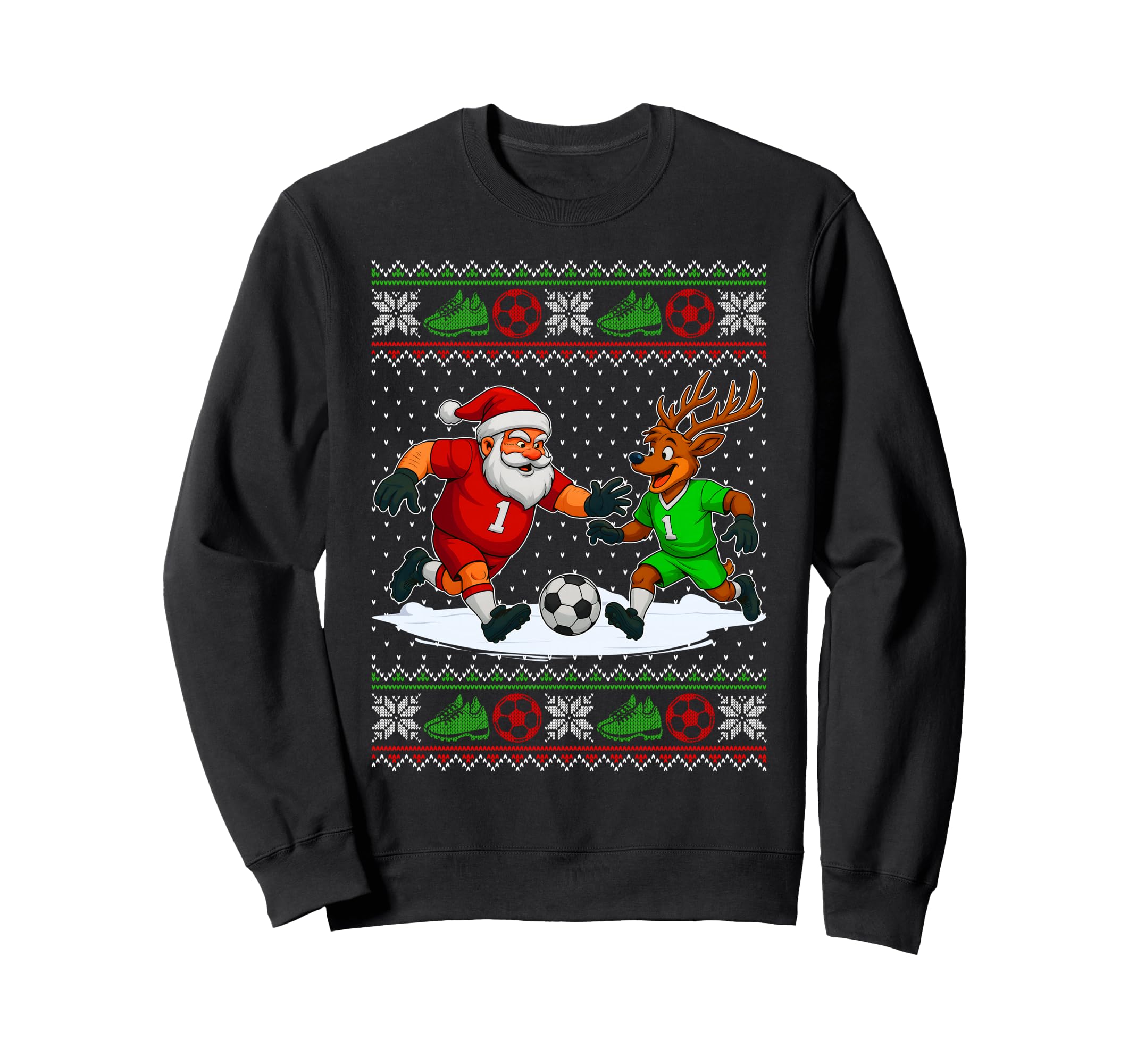 Reindeers Playing Soccer Ugly Sweatshirt - Custom Art Print Unisex - T-Shirt, Sweatshirt, Hoodie