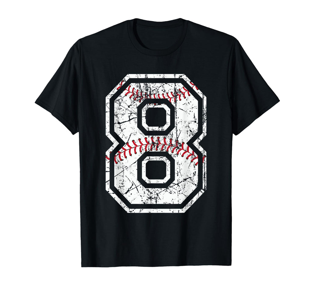 Baseball Jersey Number 8 Distressed T-Shirt - Streetwear Style for Adults - T-Shirt, Sweatshirt, Hoodie