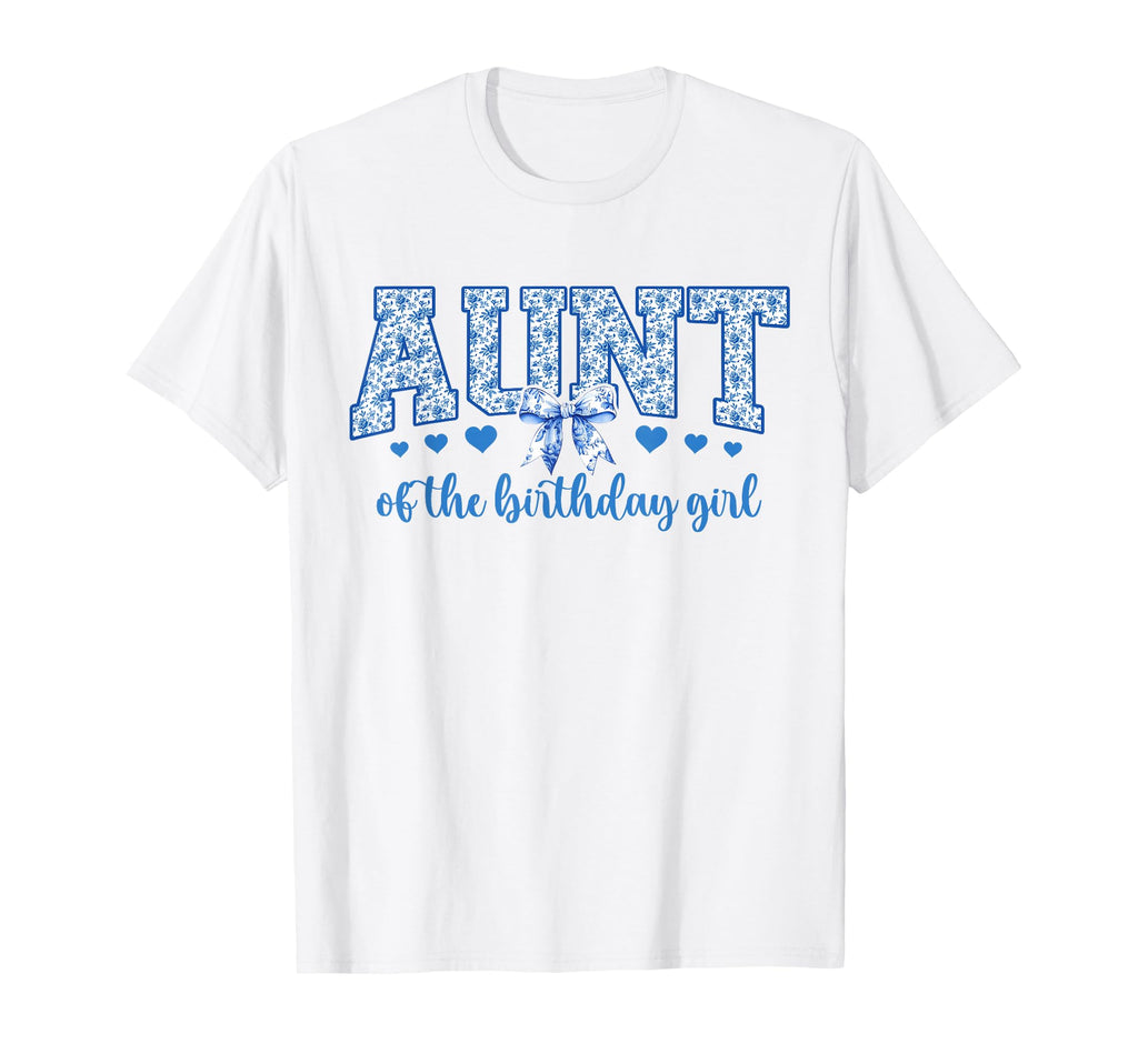 Aunt Birthday Blue Chinoiserie Floral T-Shirt - Streetwear Style Men Women - T-Shirt, Sweatshirt, Hoodie