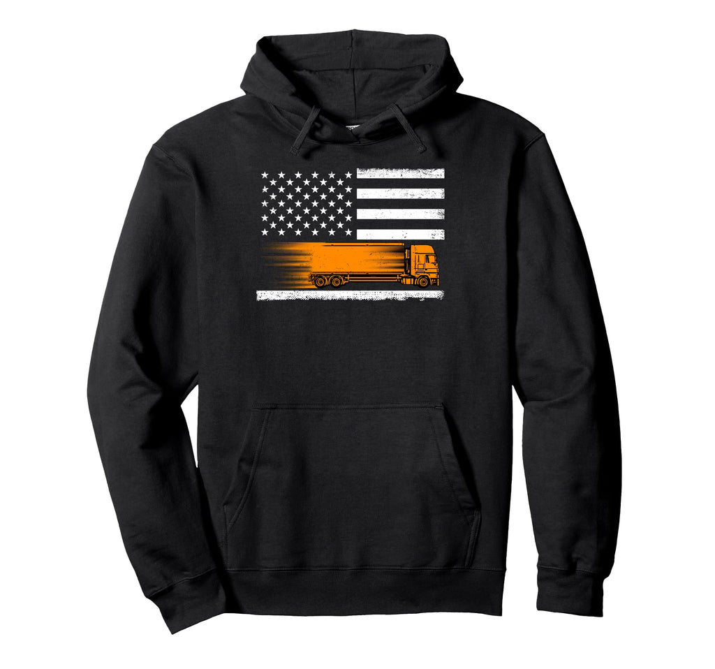 Truck Usa America Flag American Hoodie - Casual Everyday Wear Unisex - T-Shirt, Sweatshirt, Hoodie