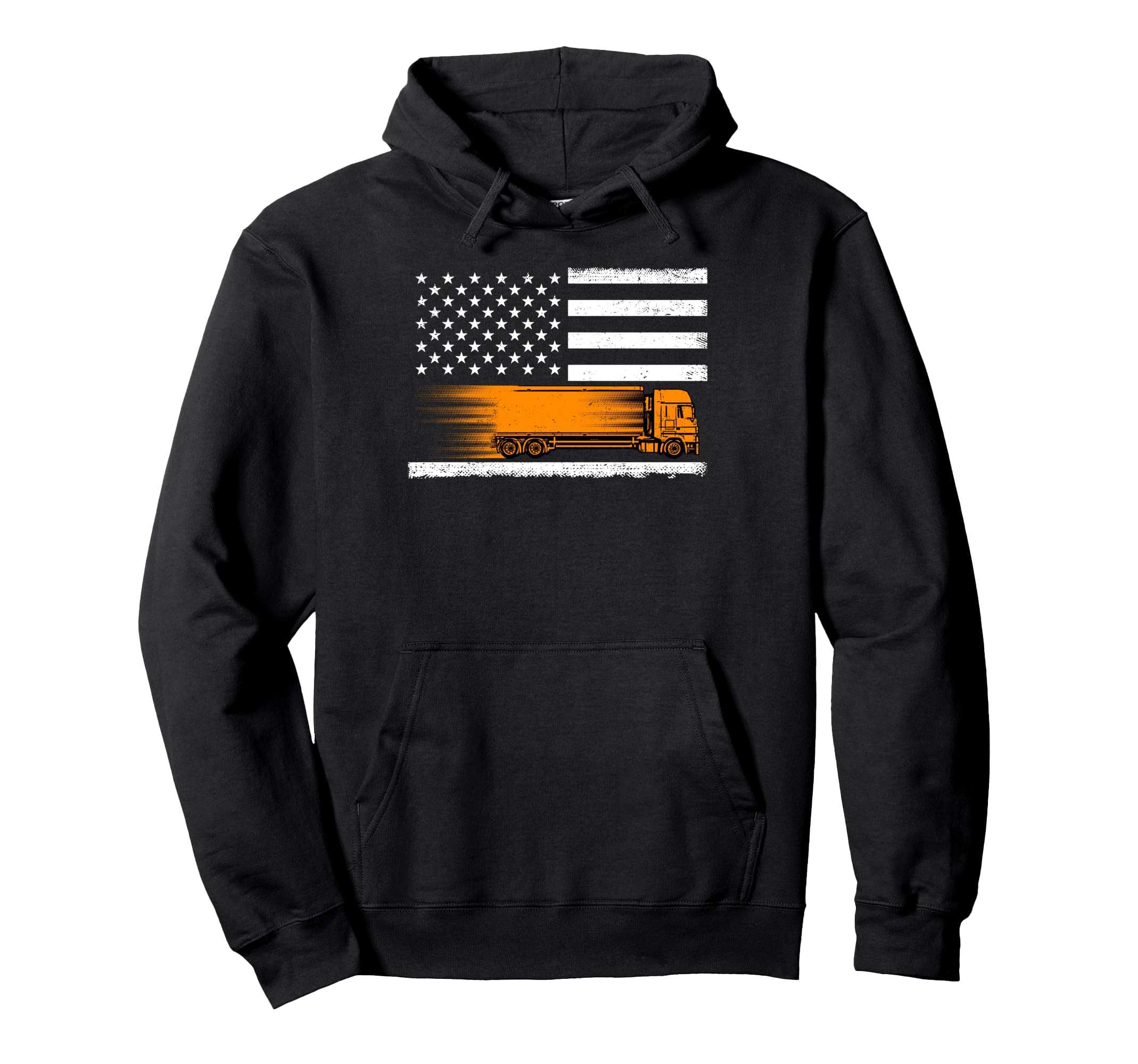 Truck Usa America Flag American Trucker Hoodie - Novelty Apparel Unisex - T-Shirt, Sweatshirt, Hoodie