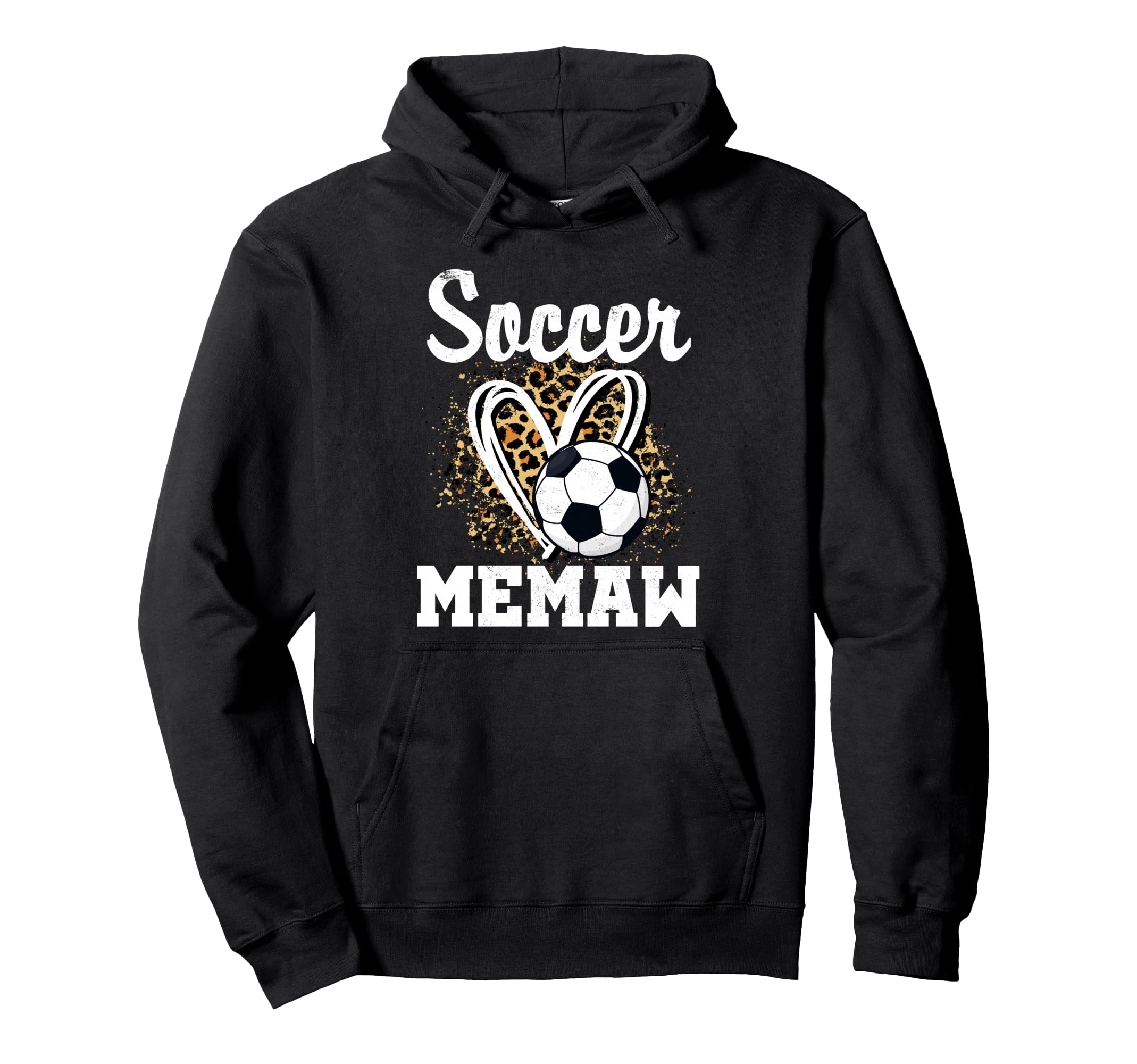 Soccer Memaw Leopard Heart Matching Family Hoodie - Unique Graphic Unisex - T-Shirt, Sweatshirt, Hoodie